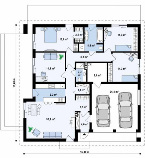 Выбираем проект одноэтажного дома с гаражом